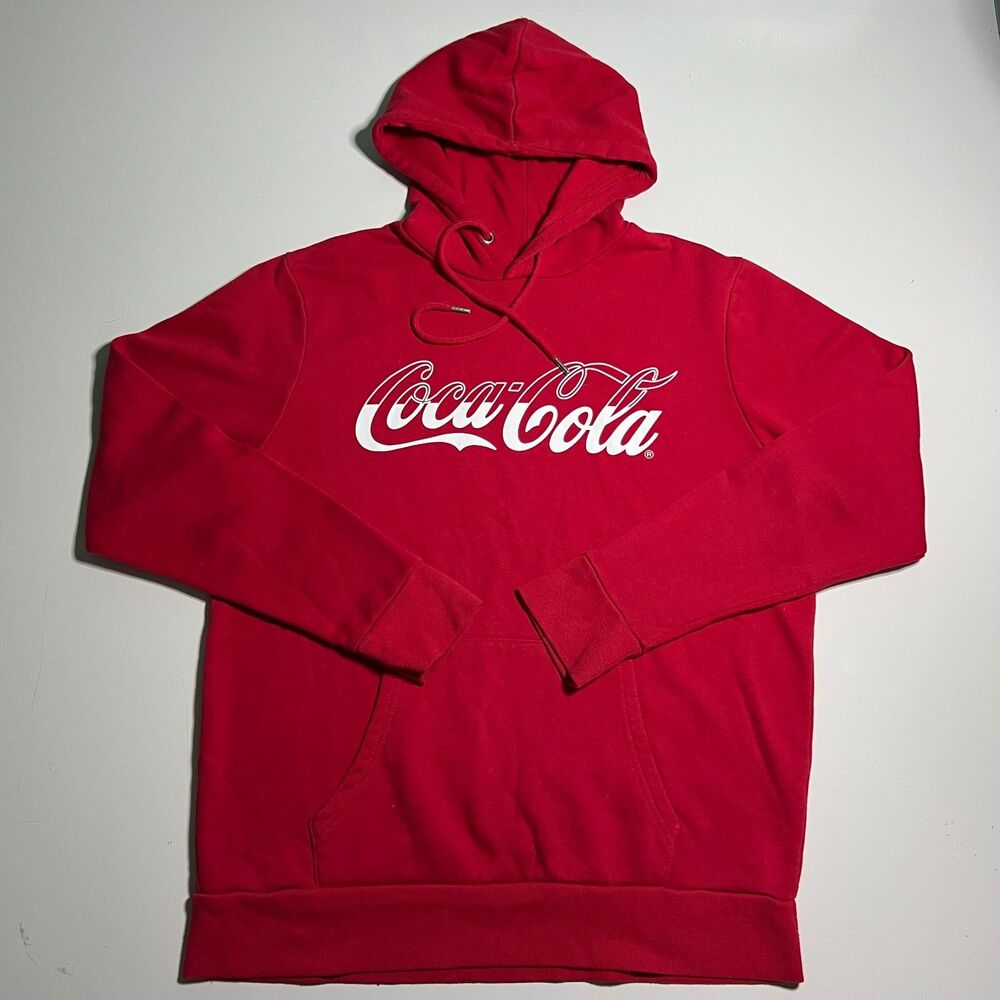 Coca-Cola Graphic Hoodie Red Heavy Blend Pullover Sweatshirt XL